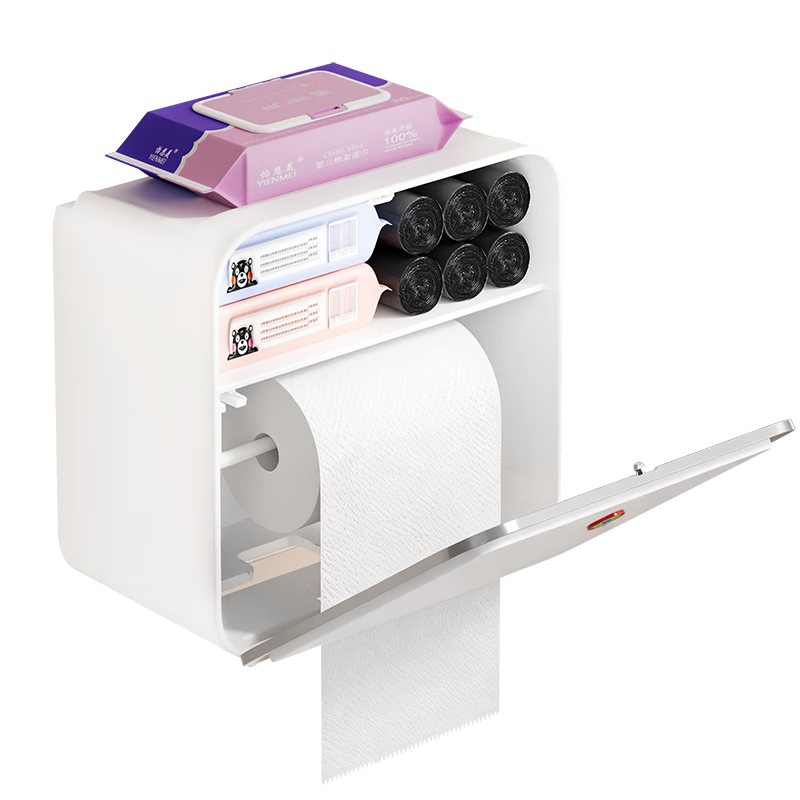 Jiabangshou Bathroom Toilet Paper Holder, Wall-Mounted Toilet Paper Dispenser without Drilling, Bathroom Supplies, Tissue Rack, Roll Paper Box