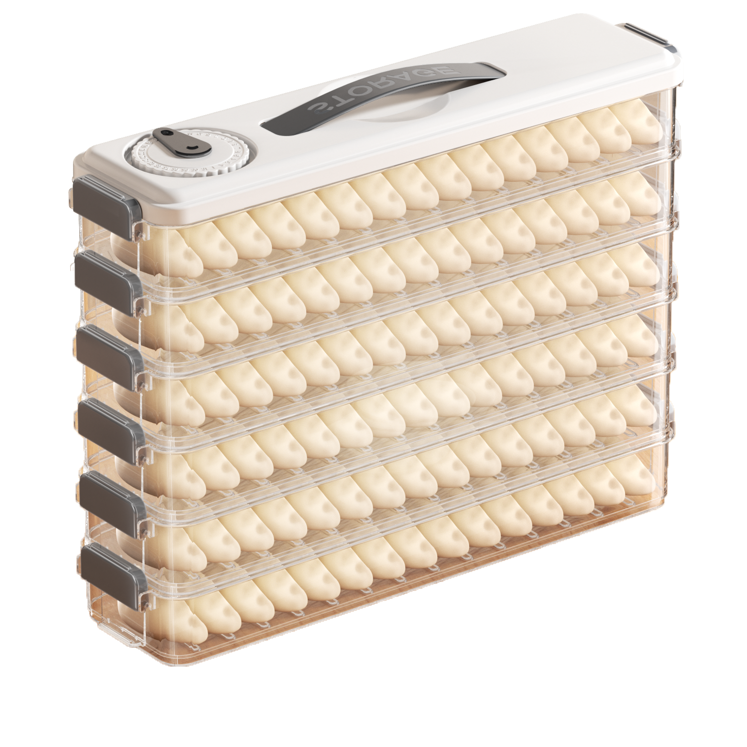Jiabangshou Narrow Slot Dumpling Box Food Grade Frozen Dumpling Storage Box 6-Layer JD Self-Operated Frozen Wonton and Dumpling Organizer