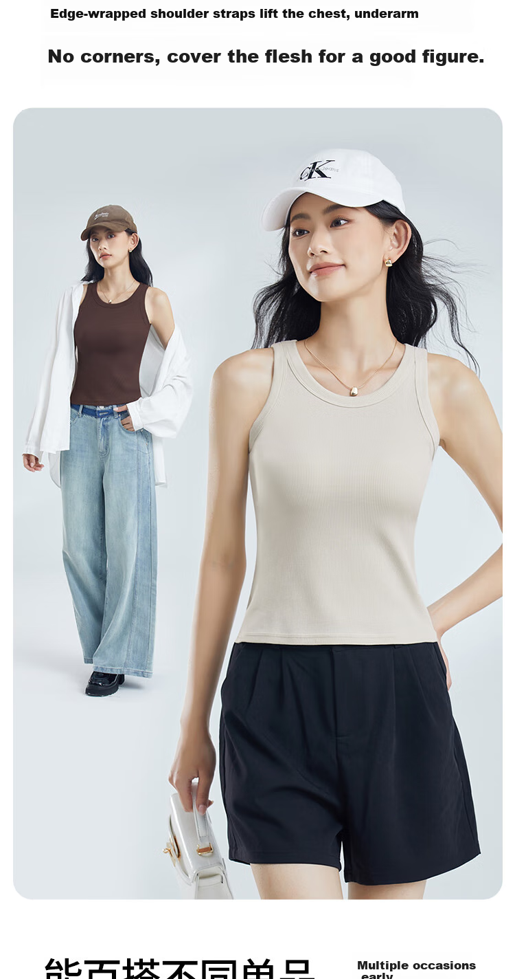 GUJIN Sleeveless Camisole Tank Top Knit Sweater Elegant Inner Wear Can Be Worn Alone Or As Undershirt Cotton No Chest Pads 9