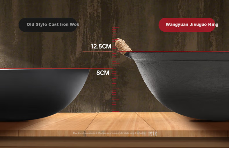 Wangyuanji Iron Wok, Double-Handled Traditional Round Bottom Skillet, Wang Non-Coated Turtle Pattern Large-Belly Stir-Fry Pan, Cast Iron Pot, 32cm 8