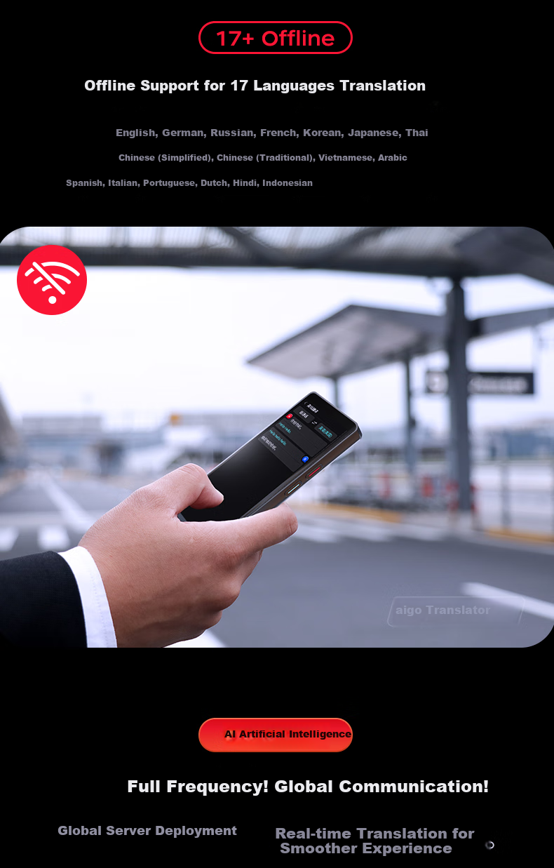 Aiguozhe Aigo 4G Translation Device, Multi-Language Offline Simultaneous Interpretation, Voice Intelligent Translator, Photo Translation, Real-Time Oral Translation for Overseas Travel, Black 5