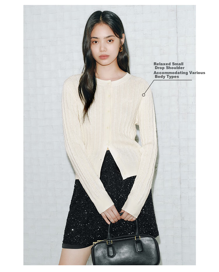 Taipingniao Women's Knit Sweater Miu Series Spring Inner Layer Slim-Fit Sweater Elegant New Year Outfit Red L 4