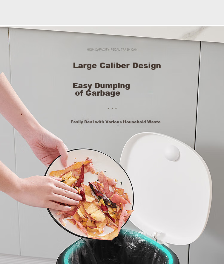 Ecoco Trash Can, 12L Capacity, Home Use, Automatic Bagging, for Bathroom, Living Room, Bedroom, Kitchen, Garbage Bin, E24211 Yellow 12