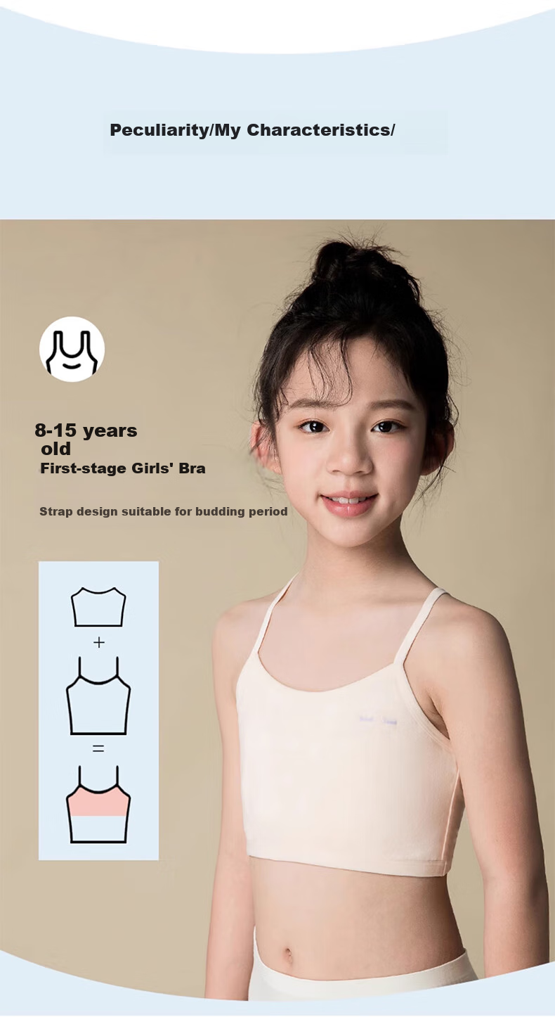 Ziyouxi Girls' Underwear for Elementary School Students in Puberty, Ages 8-12, Children's First Stage Camisole Thin Bra for Young Girls 2