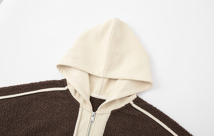 Demana Twilight Traveler Winter Urban Sports Hooded Eco-Friendly Colorblock Faux Shearling Patchwork Slimming Women's Short Jacket 4
