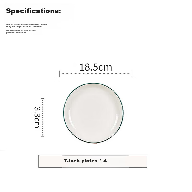 Chuanqi Ceramic Dinner Plates 8-inch 2pcs (Black + White) Japanese Style Steak Plate Fruit Plate Large Flat Plate Rock Texture