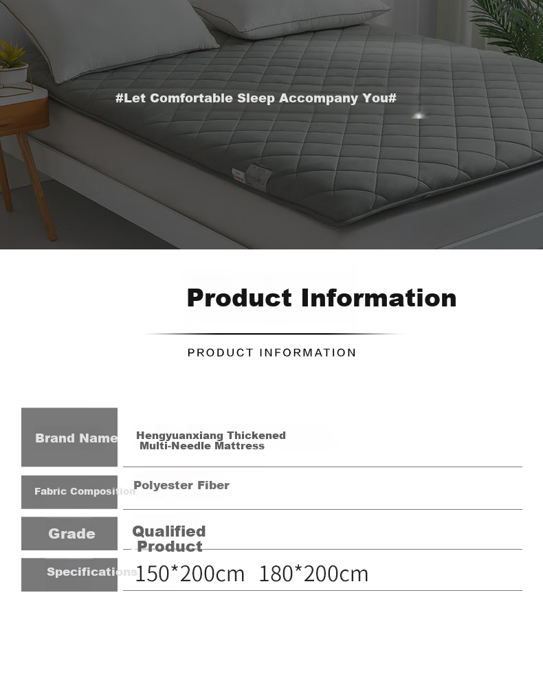 Hengyuanxiang Home Textile Mattress, Thickened Pad 1.8m*2m Tatami Mat for All Seasons, Double-Size Soft Floor Mat for Home And Dormitory Use 12
