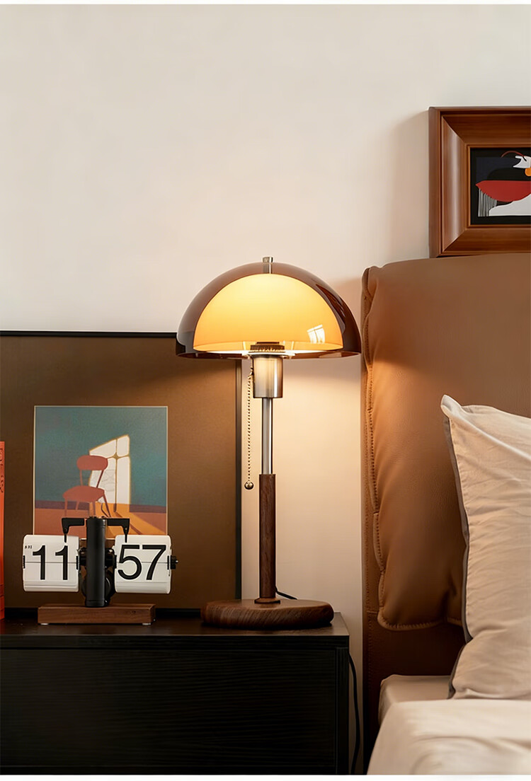 ZIDENG Vintage Style Table Lamp Bedroom Bedside Lamp Study Desk Ambient Light French Retro Counter Lamp 4