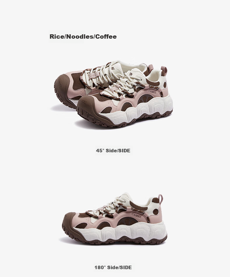 CAMEL [Dilireba's Same Style] Neng Meng Chou Meng Women's Sneakers Casual Sports Shoes L25A202062 Beige/gray 38 54