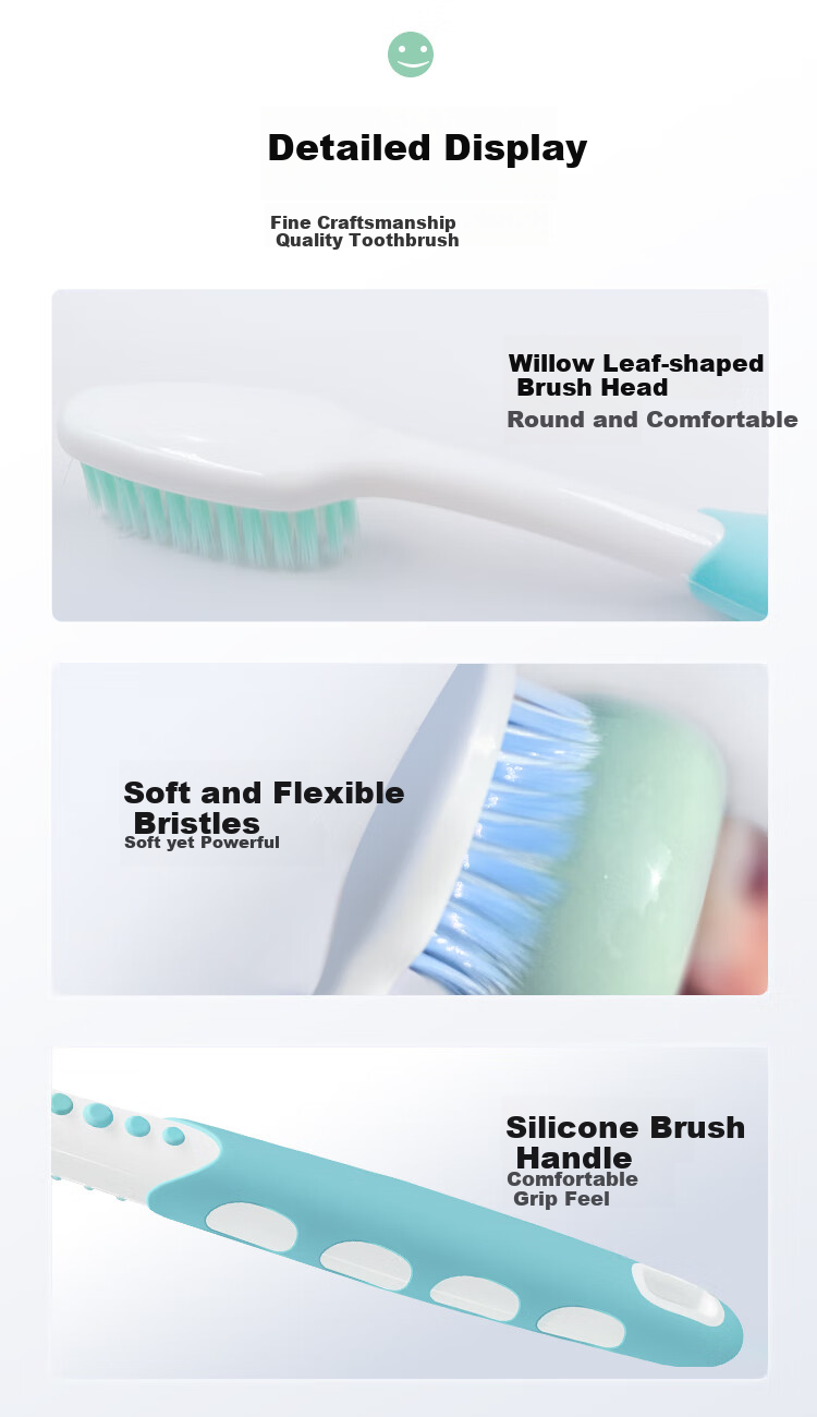 Kejiekejing Adult Fine Bristle Gum Care Toothbrush, Deep Cleaning between Teeth, Protects Oral Health, 4-Pack Family Sharing Recommended 3