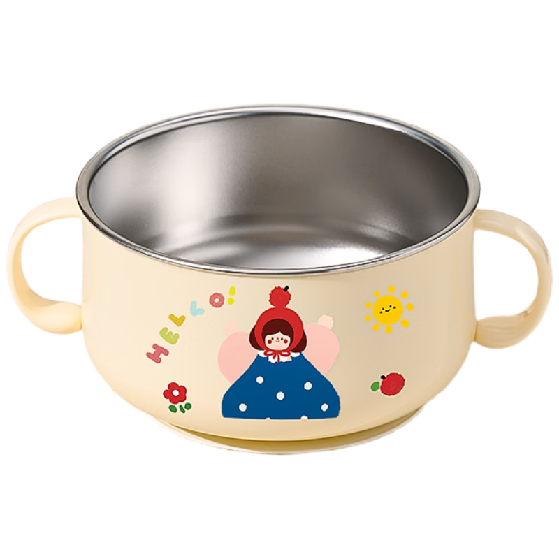 COOKSS Baby Feeding Bowl 1-3 Years Old Children's Bowl 316 Stainless Steel Food Grade Anti-Drop Suction Bowl