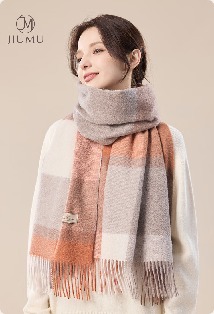 JIUMU 100% Cashmere Scarf for Women Warm Shawl Air Conditioning Cape Birthday Gift for Mom and Girls Gift Box Set 1
