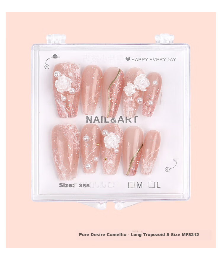 Meifuyu Handmade Nail Wraps (Huanhuan Nail S) Medium-Long Nude Removable Nail Tips MF8608 11