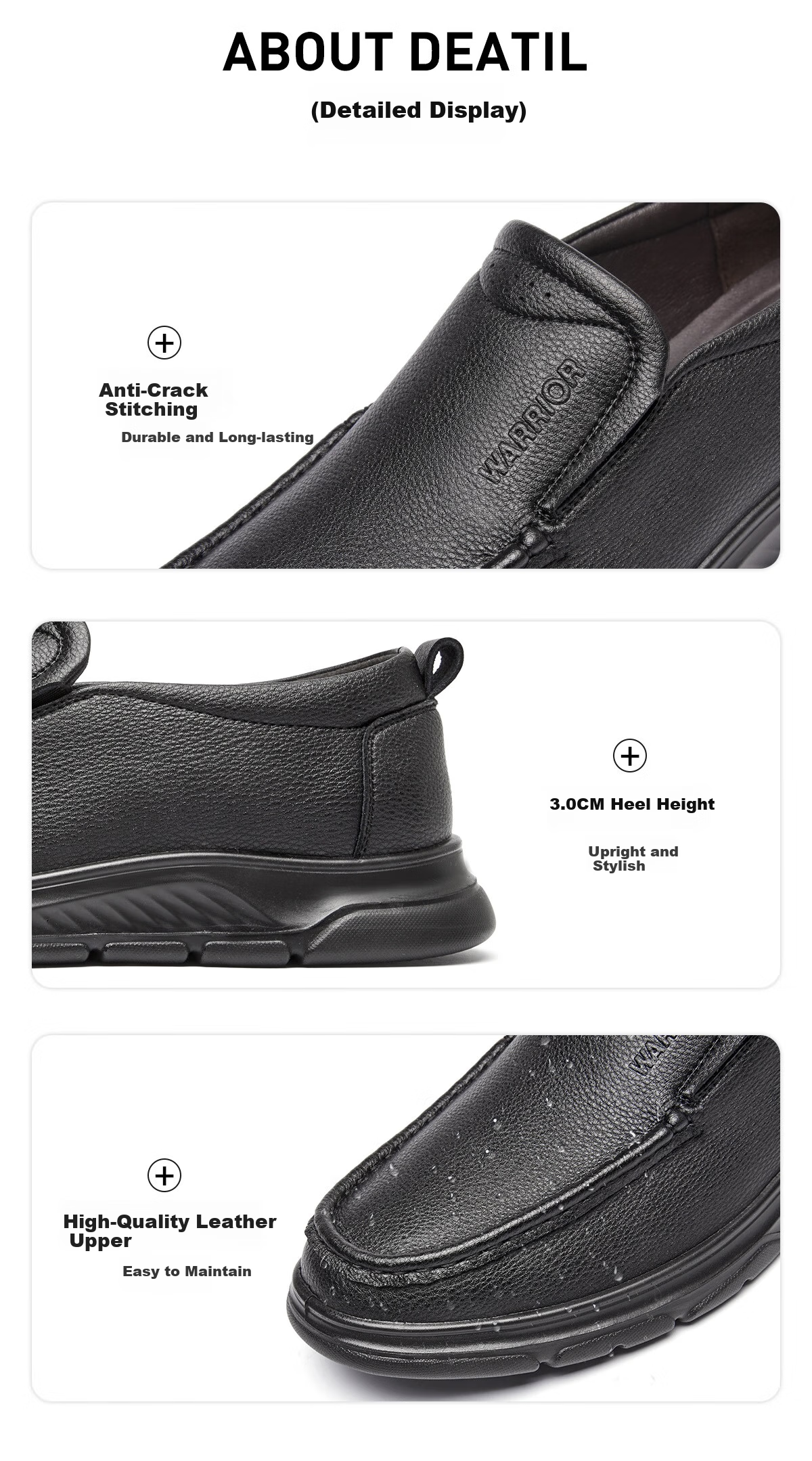 Huili Men's Shoes, Spring And Summer Comfortable Versatile Leather Shoes, Business Commute Lightweight Slip-On Soft-Soled Casual Shoes, Black, Size 41 4