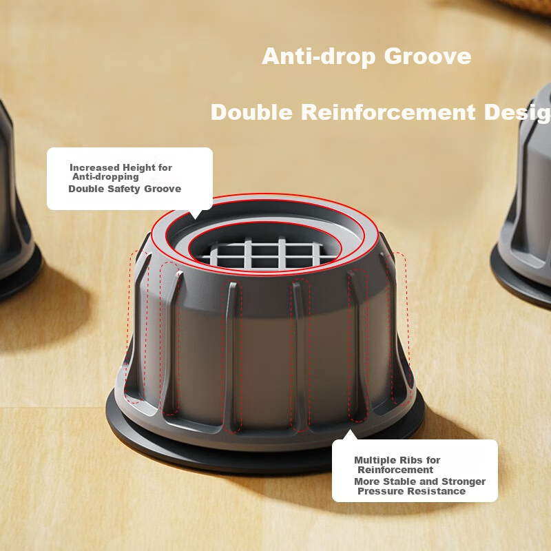 Junao Washing Machine Base Universal Fixed Foot Pads, Set of 4, Drum And Impeller Pads, Non-Slip Anti-Vibration Pads, Height-Increasing Shock-Absorbing Pads, Waterproof Rubber