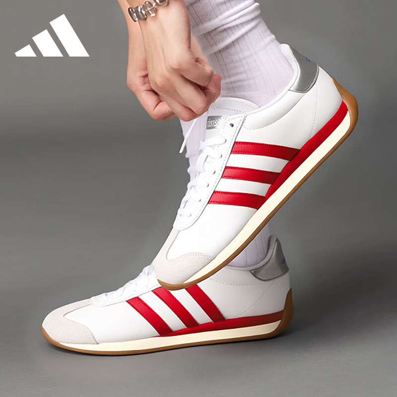 Adidas Women's T-Head Spring Retro Casual Shoes Fashion Lightweight Shock Absorption Sports Shoes White/Light Scarlet Size 38.5
