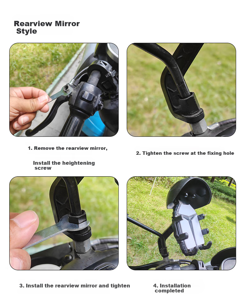 Ousen Electric Vehicle Phone Holder, Food Delivery Motorcycle Bicycle Electric Scooter Shockproof Small Helmet Waterproof Sunshade Navigation Mount 21