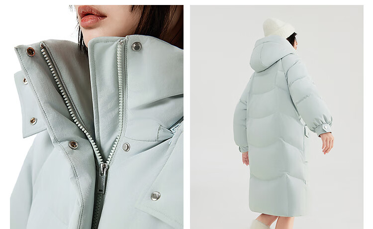 BOSIDENG Off-Season Women's Winter Down Jacket Loose Mid-Length Casual Thickened Removable Hood Stand Collar Casual Coat 15