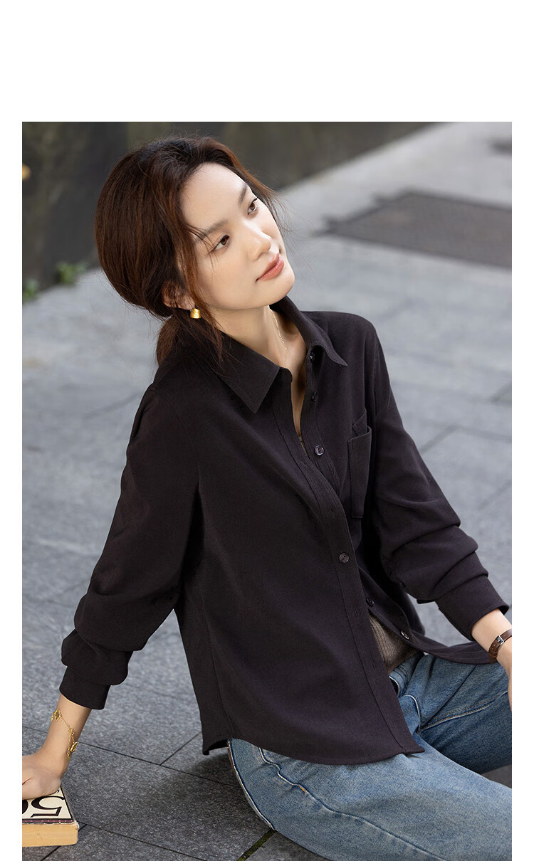 Demana Mocha Mist Winter Vintage Warm Brushed Cotton Shirt with Designed Pockets Loose Fit Women's Top 11