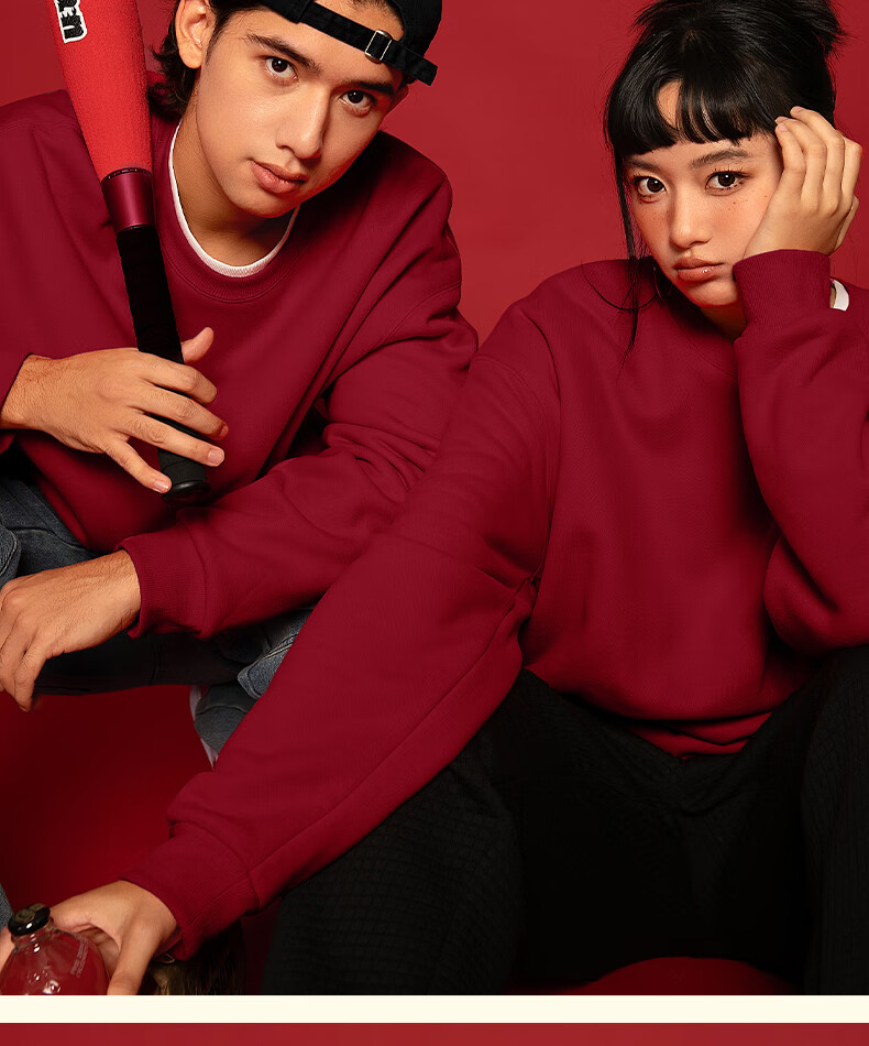 GENIOLAMODE Semir Group Red Fleece-lined Sweatshirt for Men and Women, Year of the Horse New Year Good Luck Top, Red, 2XL 5