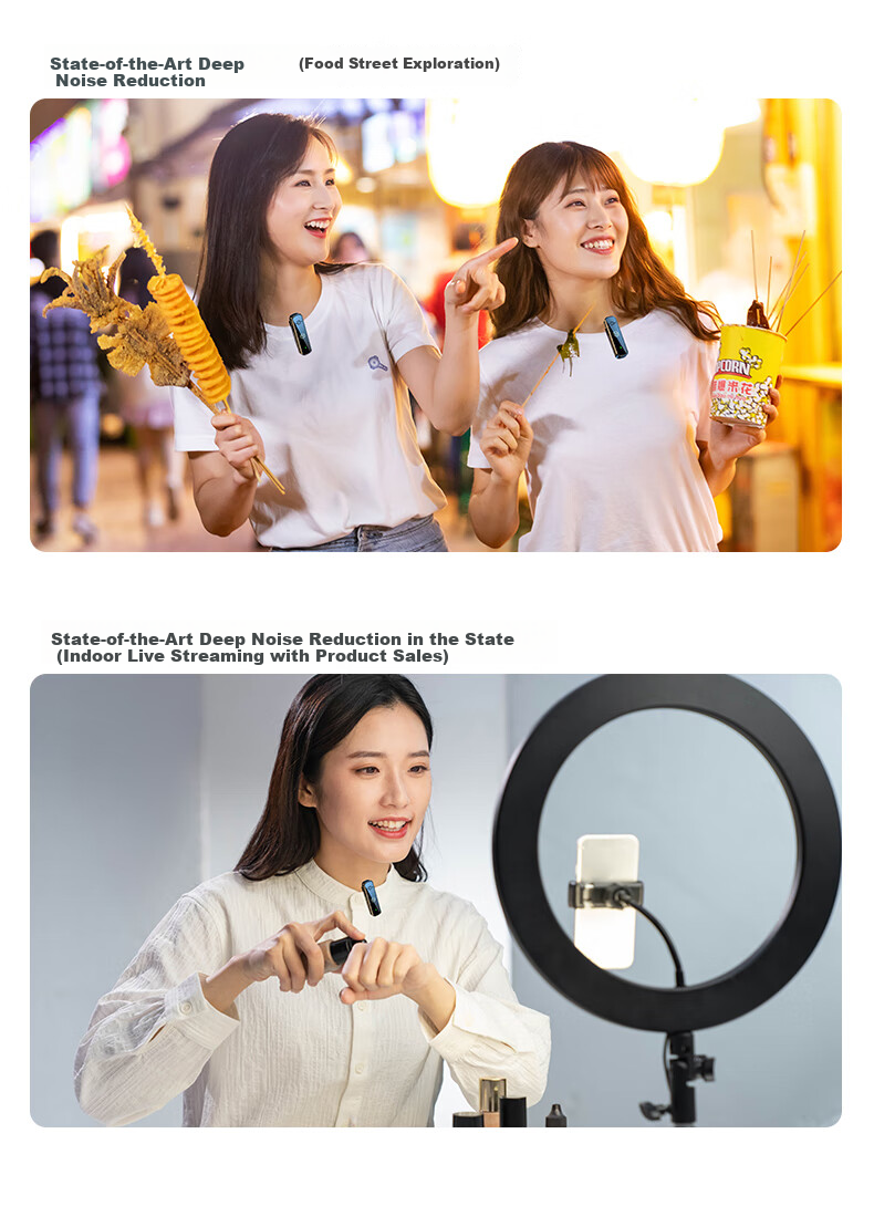 Haomuren Wireless Lavalier Microphone, Live Streaming Receiver, Outdoor Noise Reduction, Video Recording, Audio Interface Equipment for TikTok Influencers, Karaoke Singing, Compatible with Mobile Phones And Computers 6