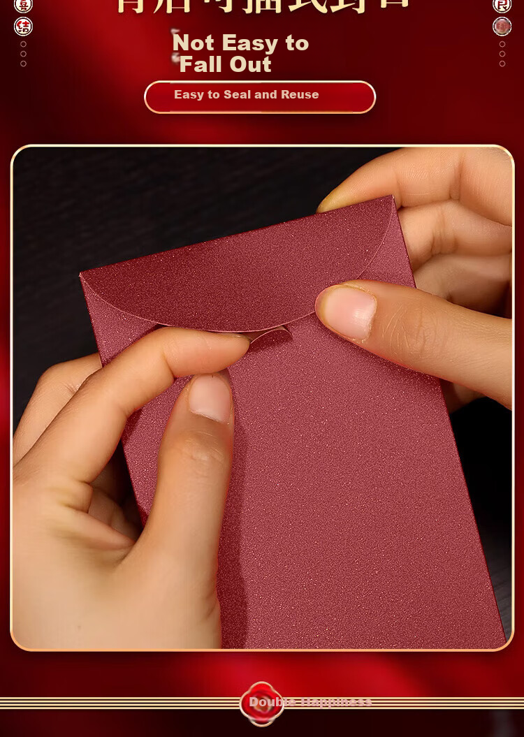 Jiashigao Red Packet Wedding Gift Money Envelope with Wedding Engagement Ten Thousand Yuan Card Money Envelope Red Packet Seal Red Packet Bag Gift Money Seal Special Use 3