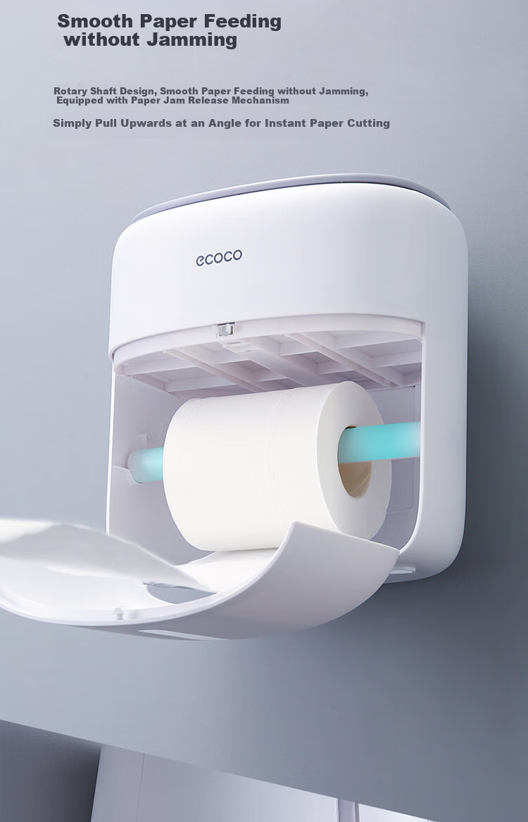 Ecoco Wall-Mounted Toilet Paper Holder, Bathroom Storage Box, High-End Toilet Tissue Dispenser, Hand Towel Holder for Restroom 5