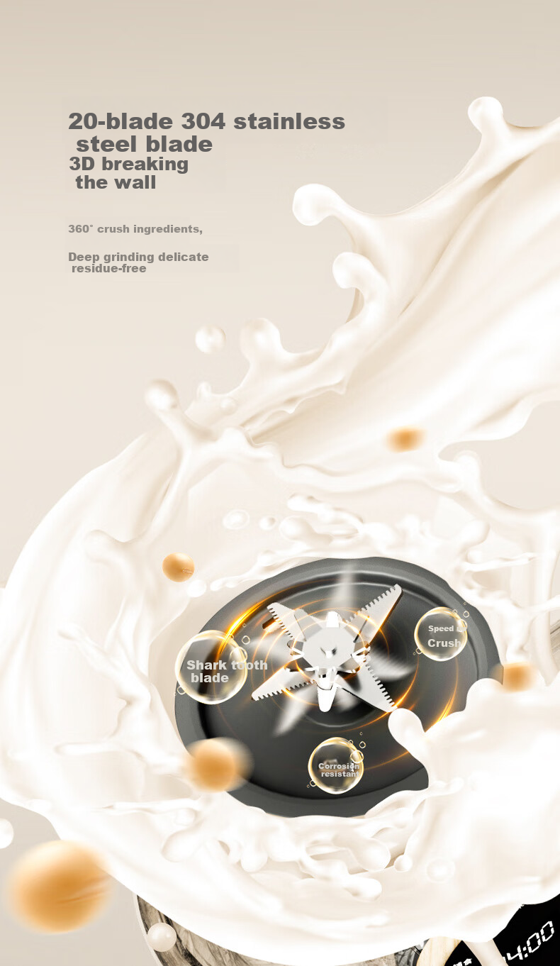 Xiaozhi Low-Noise Washless Blender, Large Capacity for Home Use, Noise Reduction, Quiet Operation, Heating Food Processor, Fully Automatic Baby Food Maker, Juicer, Soy Milk Machine, Mixer, Multifunctional SP03 5