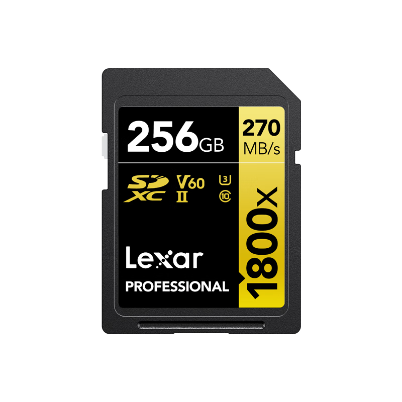 Lexar 256GB SD Memory Card, C10 U3 V60, High-Speed Digital Camera Memory Card, Read 280MB/s, Write 205MB/s, 4K Smooth Shooting (1800x)