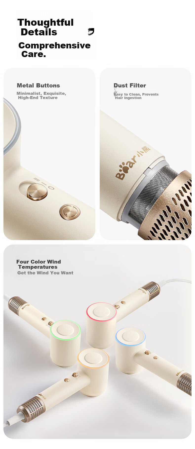 Bear High-Speed Hair Dryer, Plasma Negative Ion Hair Protection Electric Blower, Home Use Quick-Drying Hair Dryer, Portable Mini Small Size, Gift for Girls, Children, Students, Back-To Season And Mid-Autumn Festival 17