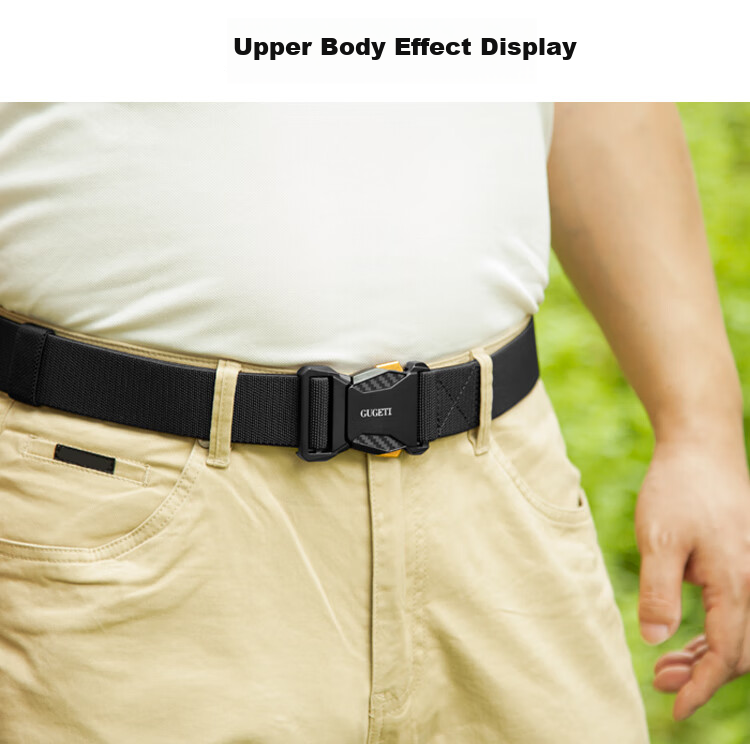 Gugeti Men's Leather Belt, Casual Trouser Belt, Outdoor Military Training Tactical Nylon Woven Elastic Waistband, Fashionable Men's Gift 3