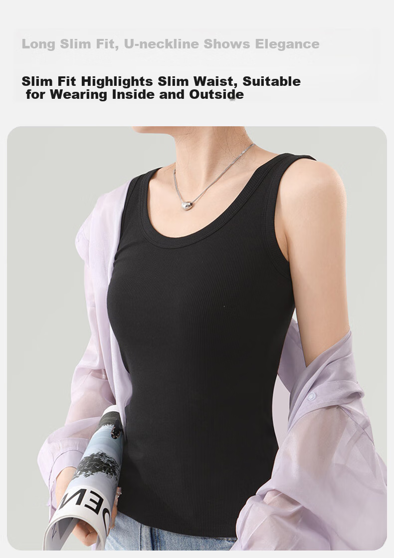 BOPRUIEY Women's Camisole Tank Top with Built-In Bra Pads, Thin Summer Undershirt, Sleeveless Sports Bralette for Layering Or Outer Wear 4