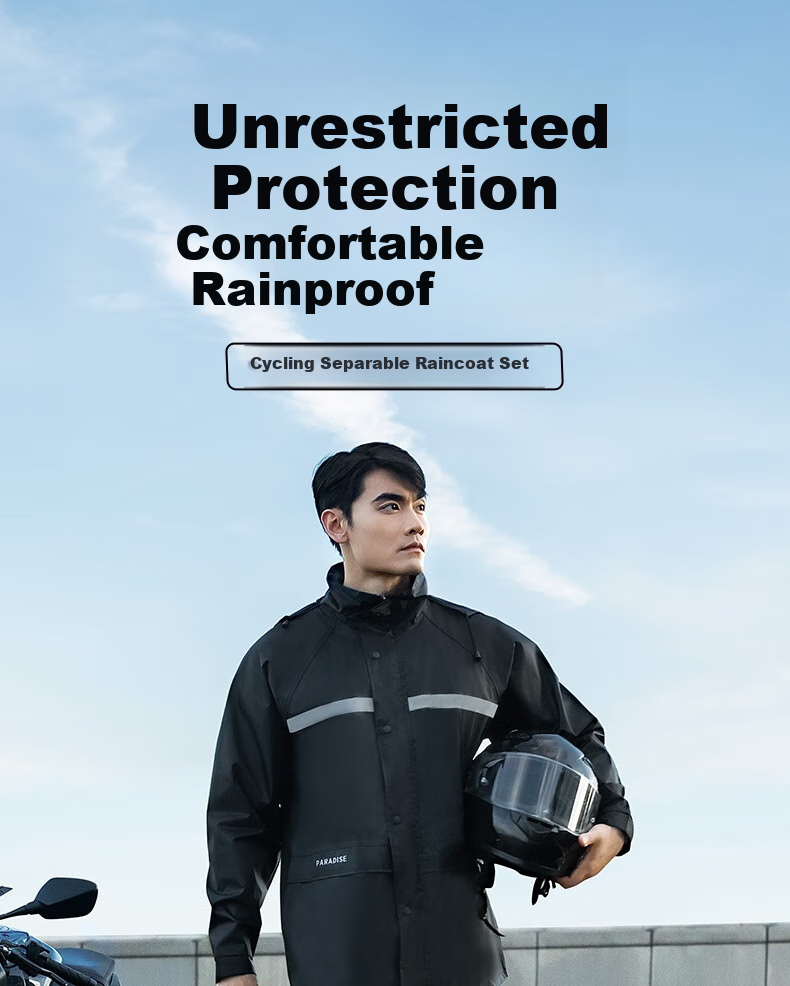 Tiantangsan Outdoor Raincoat And Poncho Set for Single Person, Electric Bike Windproof Two-Piece Raincoat for Men And Wome 1