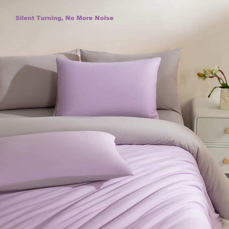 Hengyuanxiang Pure Cotton Four-Piece Bedding Set, Class A Knitted Nai Tei Cotton, 100% Pure Cotton Bedding Set, Lavender Purple, 2.2*2.4m