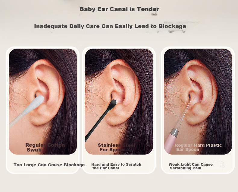 Baoshi Children's Ear Pick, Light-Up Visible Ear Cleaning Tool, Rechargeable Portable Ear Cleaning Kit Set 2