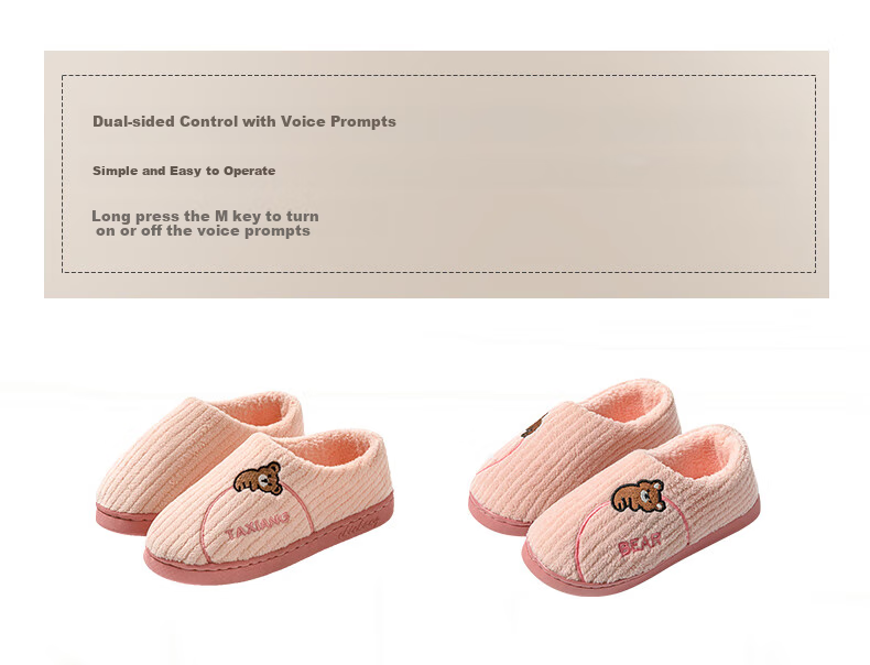 Taxiang Winter Cotton Shoes for Women, Cute Bear Design with Heel, Non-Slip, Home Wear, Warm Cotton Slippers for Men TI005 1