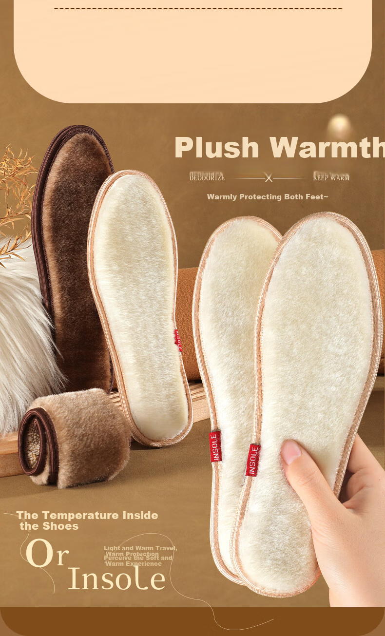 Nanjiren 3-Pair Set Warm Insoles for Men And Women, Cotton Fleece-Lined Thick Sweat-Absorbing Bamboo Charcoal Sole Winter Insoles, Mixed Set, Size 42 15