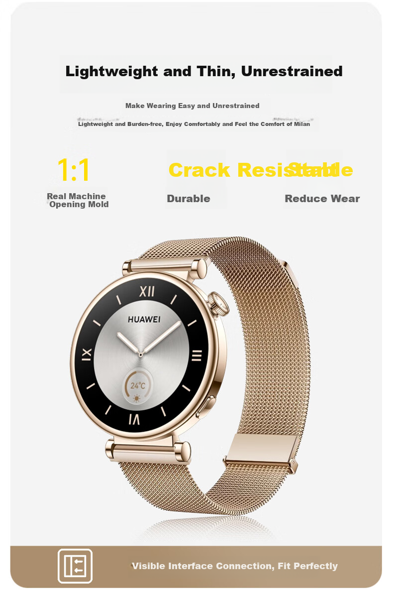 Mashi Compatible with Huawei Watch Bands for Watch5/4/3/GT7/GT6/5/gt4/Pro/Honor Magic2/OPPO X Milanese Magnetic Waterproof Sports Wristband 8