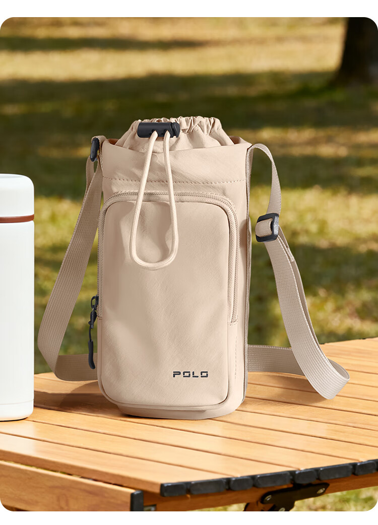 POLO Women's Drawstring Shoulder Bag Large Capacity Phone Bag Sports Crossbody Bag with Water Bottle Holder Wide Opening Sling Bag 18