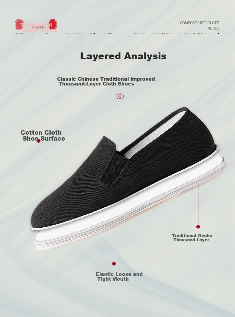 Weizhi Old Beijing Cloth Shoes for Men, Thousand-Layer Sole Cloth Shoes, Slip-On Chinese-Style Dad Shoes for Middle-Aged And Elderly, WZ6003 3