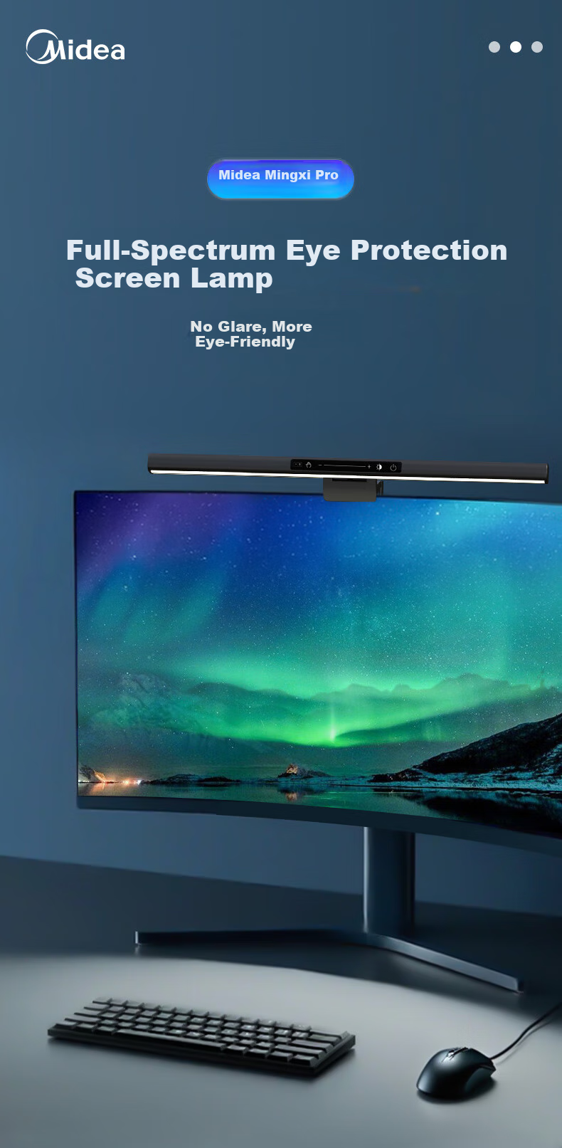 Midea Full Spectrum Screen Light, Desktop Home Computer LED Smart Display Lamp, Study Reading Gaming Desk Lamp 1