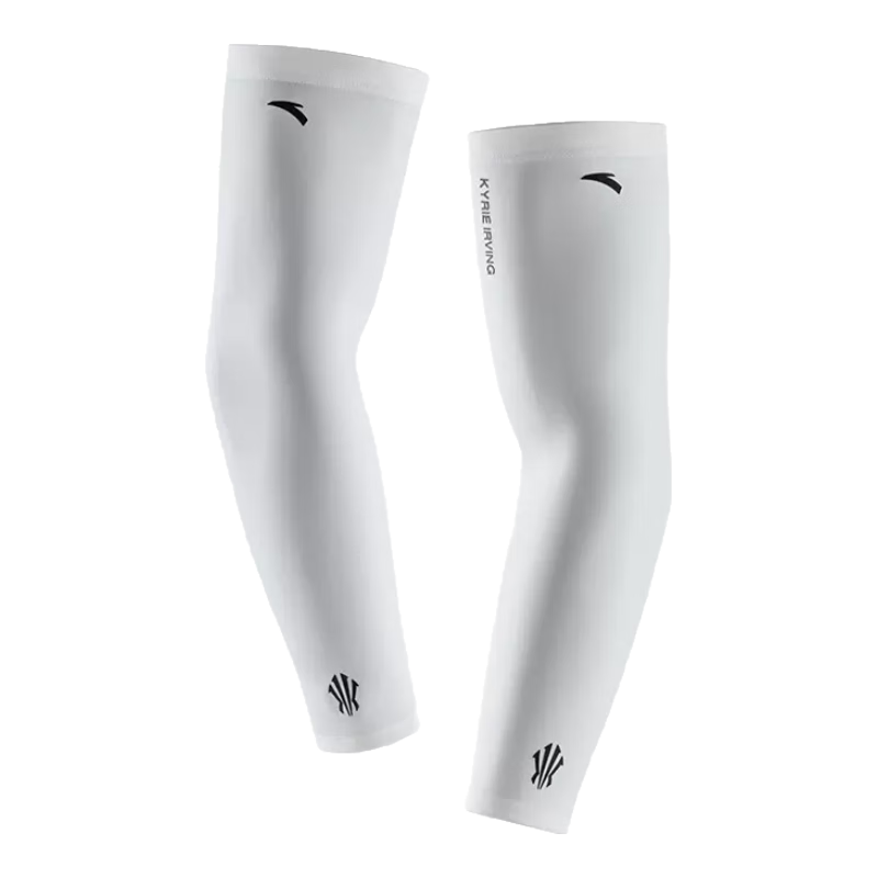 ANTA Sports Arm Sleeves, Collaboration Series Basketball Running Fitness Elbow Guards, Warmth Protection Professional Protective Gear for Men, White L Size