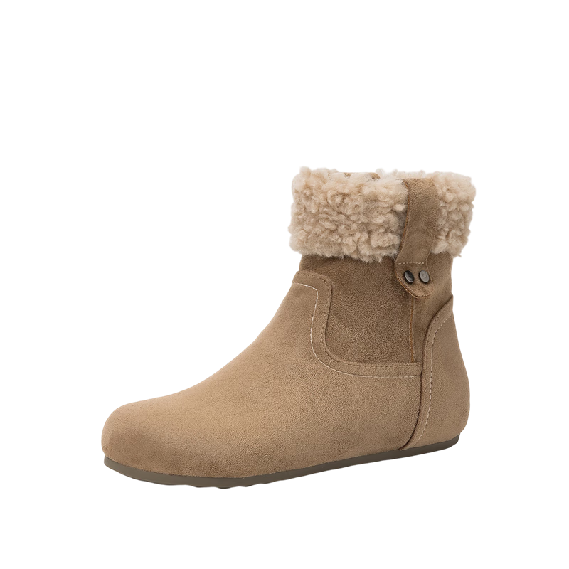 Daphne Women's Mid-Calf Snow Boots Winter New Height Increasing Fleece Lined Warm Cotton Shoes Khaki Size 38