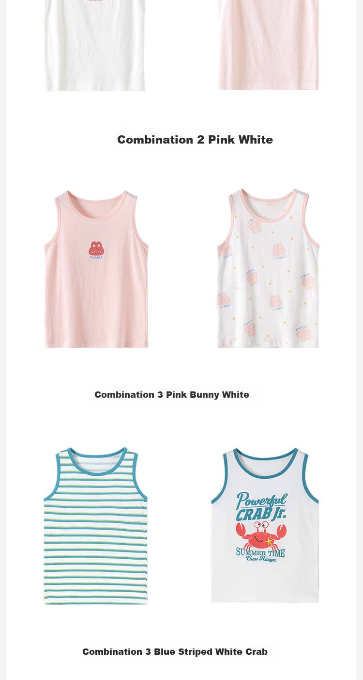 Dingguagua Girls' Cotton Tank Top, Children's Undershirt, Belly Protection, Sleeveless Undershirt for Girls, Summer Wear for Older Children, White + Pink, Size 120 9