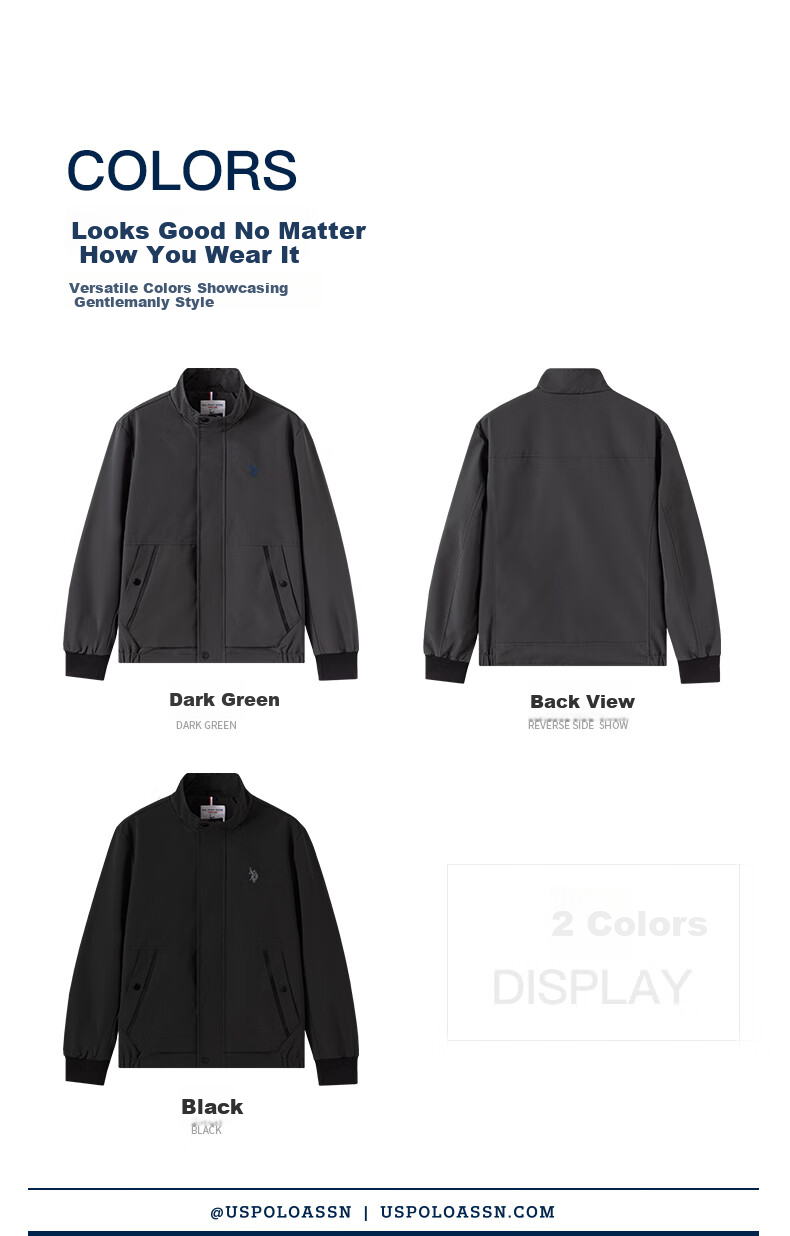 U.S. POLO ASSN. Men's Jacket, Autumn And Winter Business Casual Stand-Collar Jacket, Executive Style Commuter Outerwear for Men, Black, Size M 9