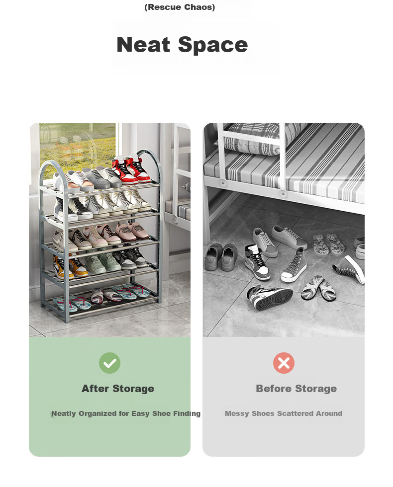 Leaijia Multi-Tier Shoe Rack, Simple Storage Shelf for Entryway, Reinforced And Widened Steel Tube Shoe Rack for Dormitory And Living Room 5