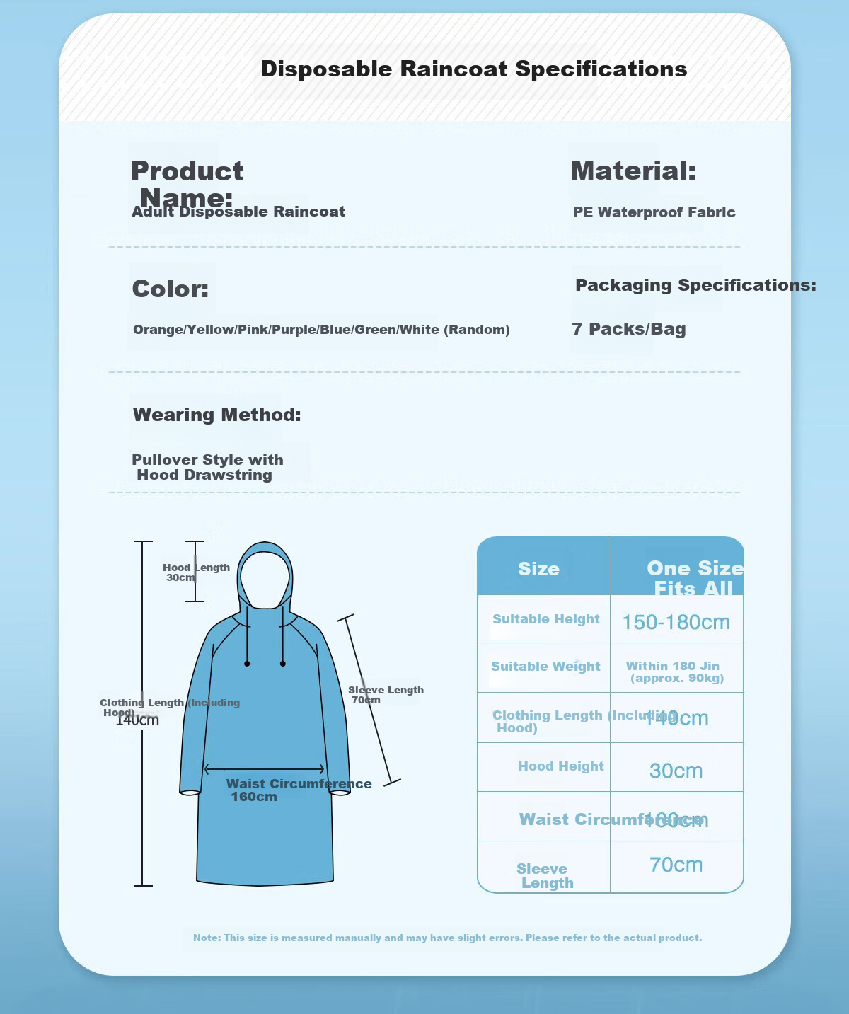 Cheguimu Disposable Raincoat, Thickened Adult Card-Style Long Full-Body Storm Protection, Single-Person Hiking Trekking Cycling Transparent Raincoat 1