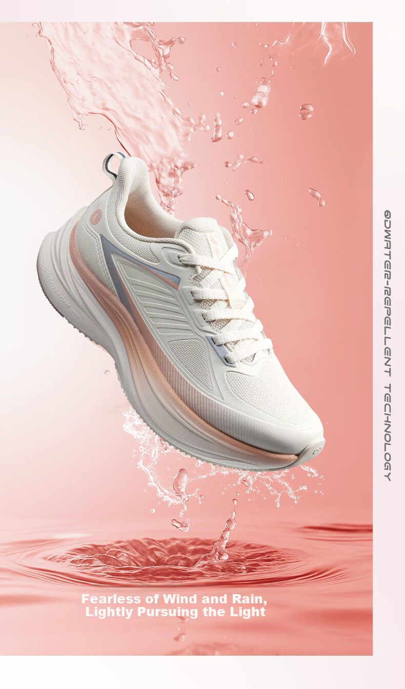 QIAODAN Yuyanlite Women's Running Shoes, Leather Upper, Waterproof, Lightweight, Commuter Jogging Shoes, Water-Resistant Technology Sneakers 9