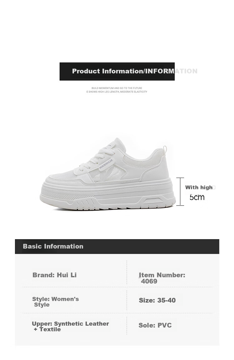 Huili Official Women's Sneakers, Summer 2026 Thick-Soled Heightening White Shoes, Breathable Mesh Shoes for Women, Beige, Size 36 4