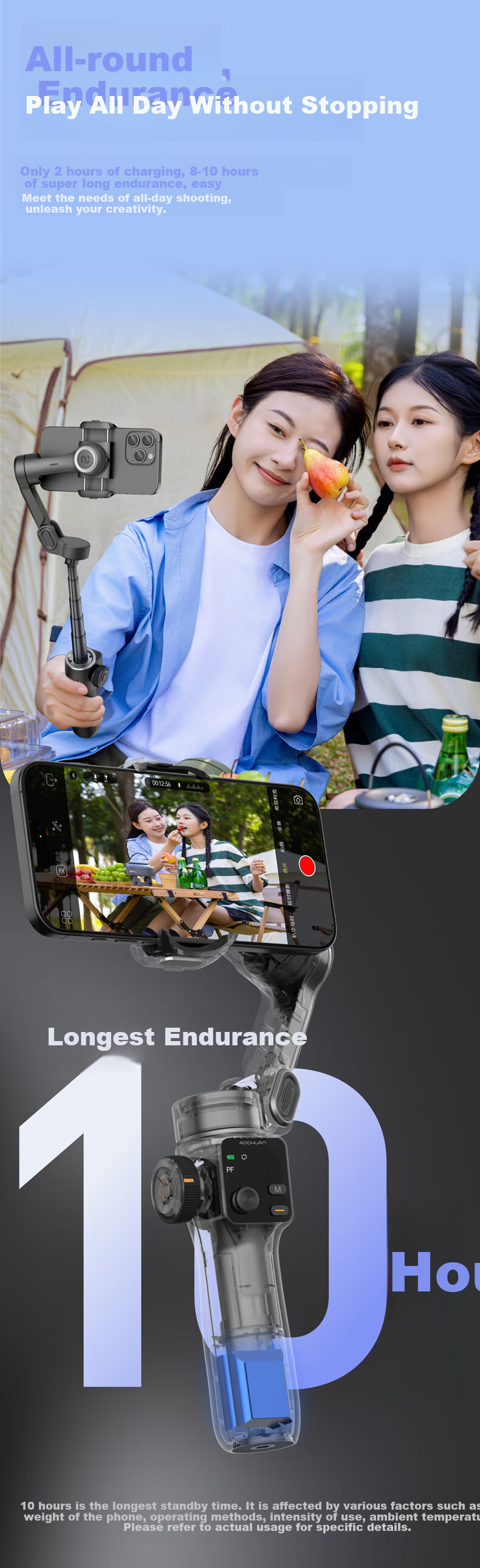 Aochuan V8 Smartphone Gimbal Stabilizer, Three-Axis Anti-Shake AI Tracking, Handheld Video Shooting, Vlog Smart Phone Photography Selfie Stick, Follow-Up Travel, Black 31